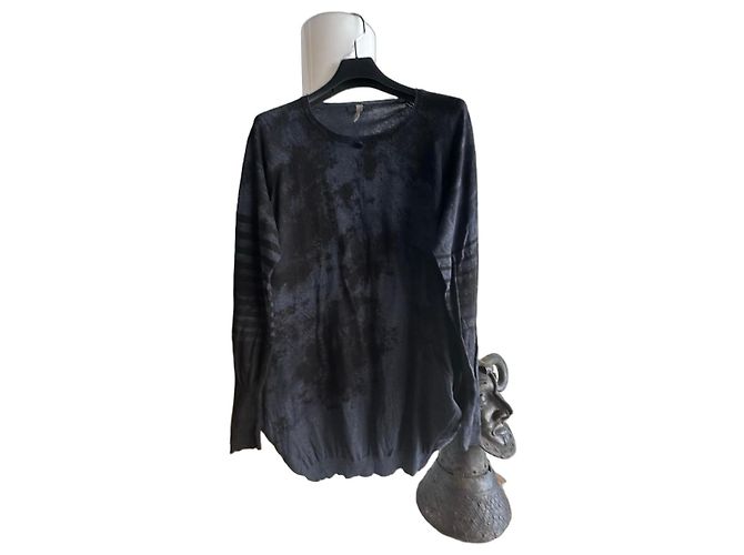 Pull en maille gris à imprimé abstrait High Gris anthracite