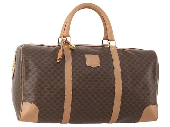 Céline Celine Vintage Duffle Canvas and Leather Marron