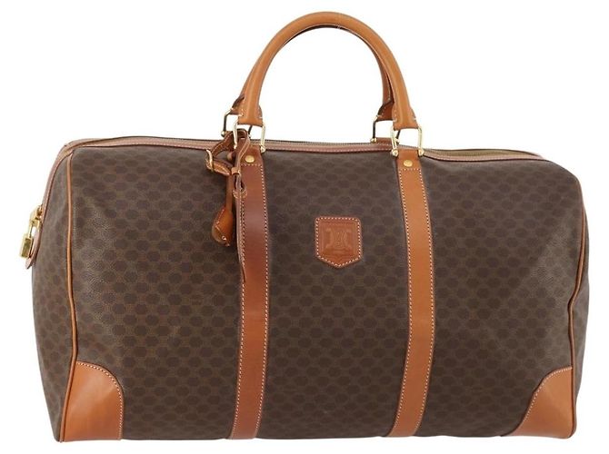 Céline Celine Vintage Duffle Canvas and Leather Marron