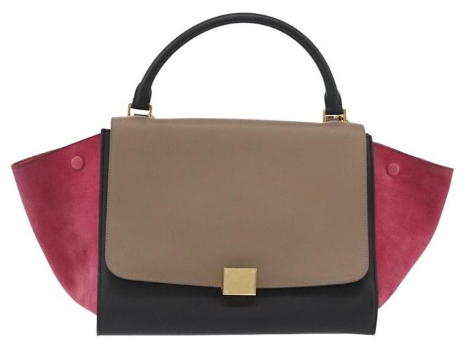 Céline Celine Trapeze em couro e camurça Medium Multicor