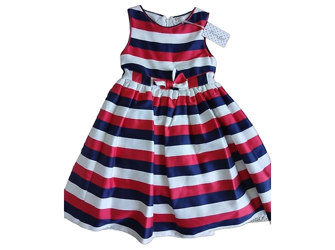 Autre Marque Piccola Doll Gestreiftes Mädchenkleid Weiß Rot Blau
