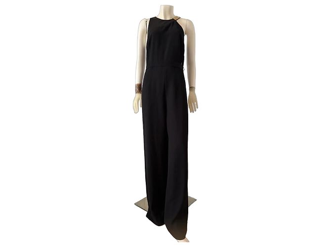 Halston Heritage Tuta Nera con Dettagli Dorati Nero