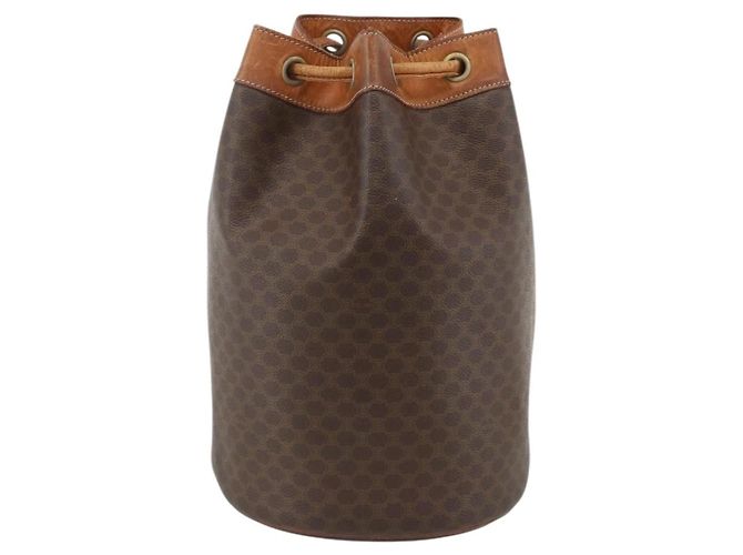 Céline Celine Vintage Macadam Canvas and Leather Brown