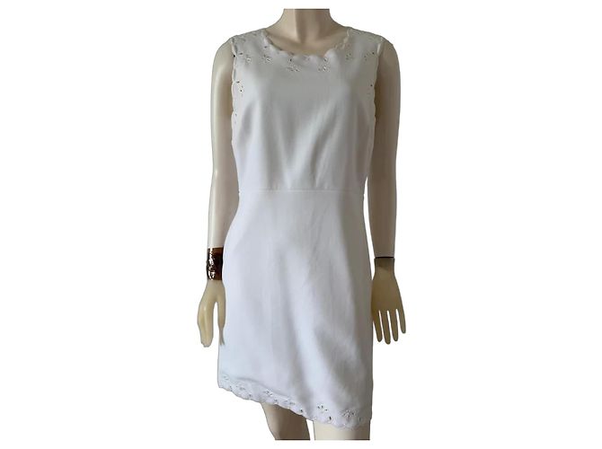 Diane von Furstenberg Vestido Blanco Bordado Caralyn