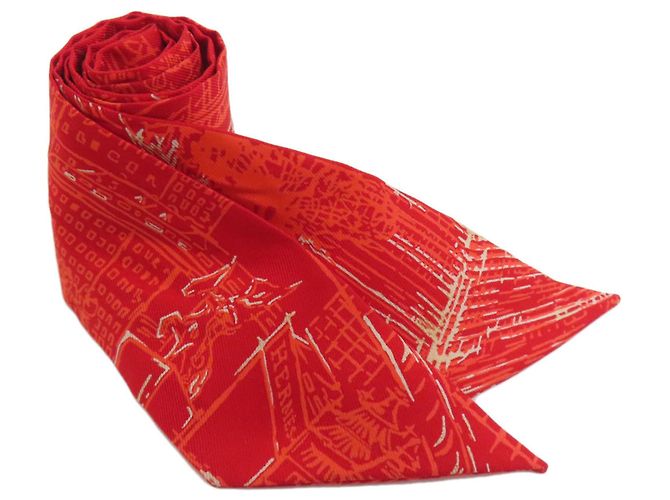 Hermès Sciarpa Twilly Hermes in seta rossa Rosso 
