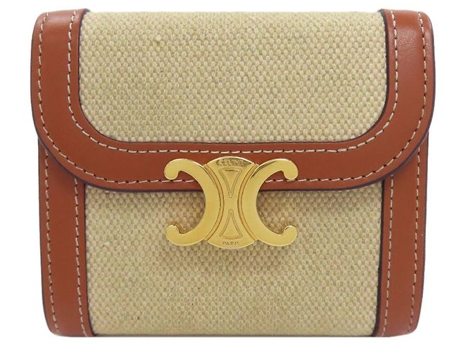 Céline Celine Small Flap Wallet Triomphe Bi-fold Brown