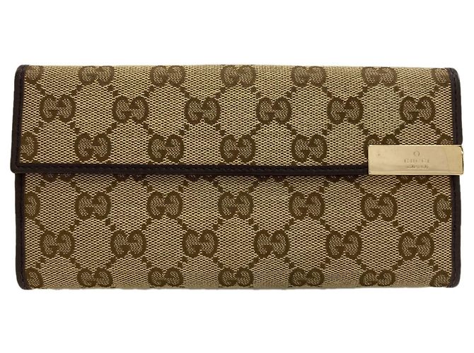 Gucci Brown Canvas Tri-fold Wallet