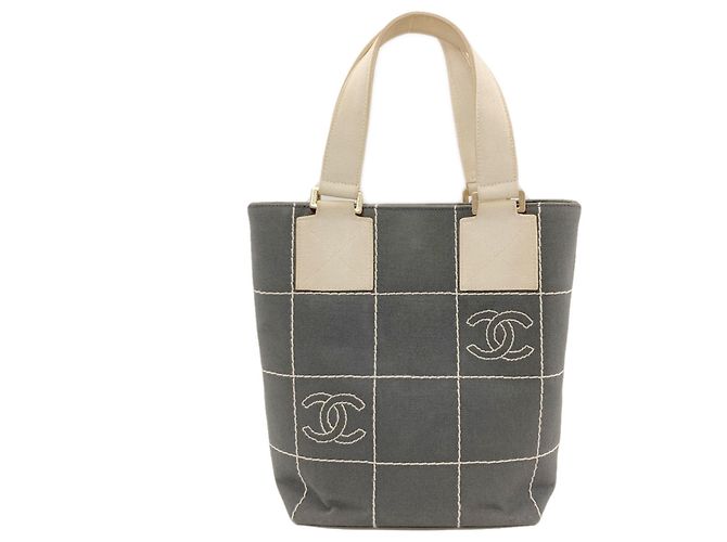 Borsa Chanel Chocolate Bar Canvas Marrone Bianco