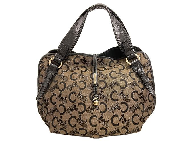 Céline Bolsa Celine C Sulky em lona para mulher Marrom Preto