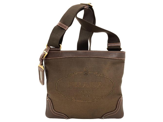 Borsa a Spalla Prada Logo Marrone scuro