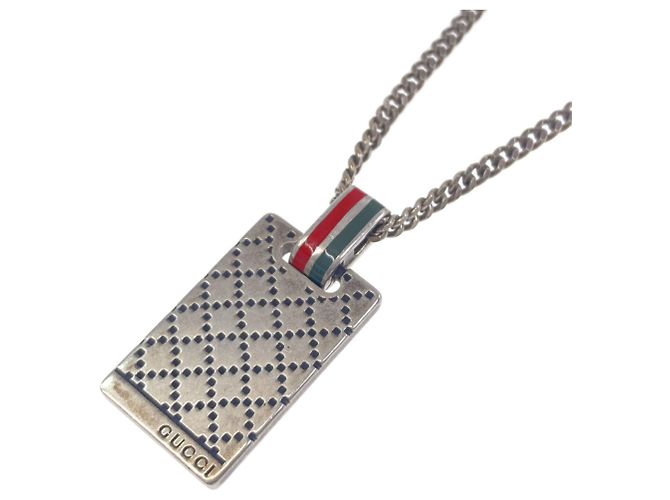 Collar Diamante Gucci Plata Roja Verde