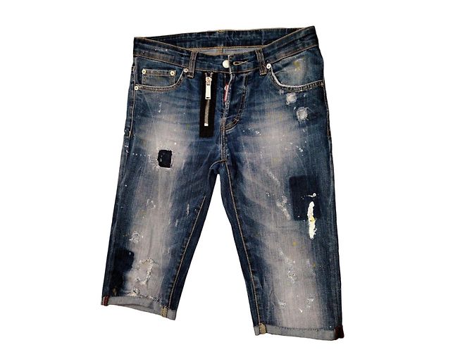 Dsquared2 Distressed Denim Capri Jeans Blue