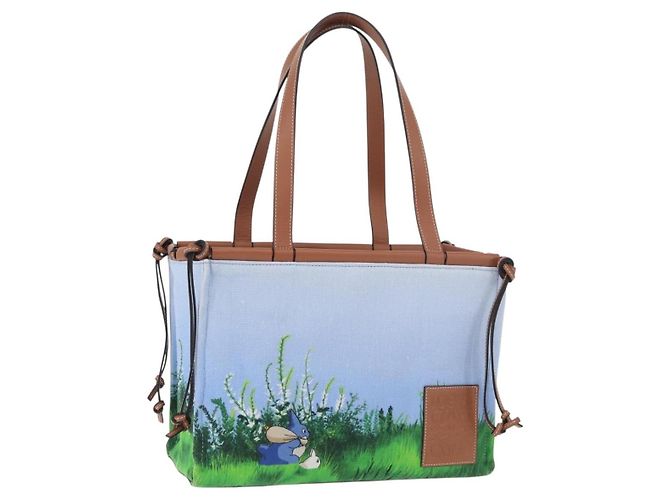 LOEWE LOEWE �~ Studio Ghibli Bolsa Medium Totoro & Small Totoro Auth 167358SM Azul claro