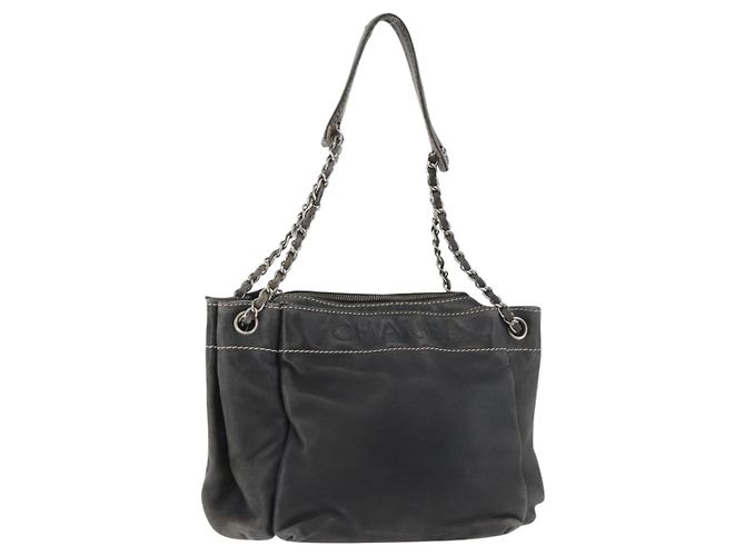 CHANEL Chain Shoulder Bag Lammleder Schwarz CC Auth BA13139