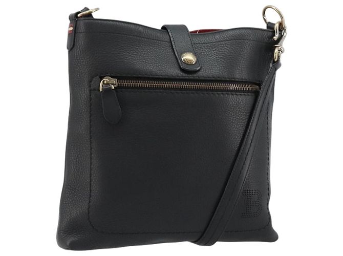 BALLY Schultertasche Leder Schwarz Auth 173982