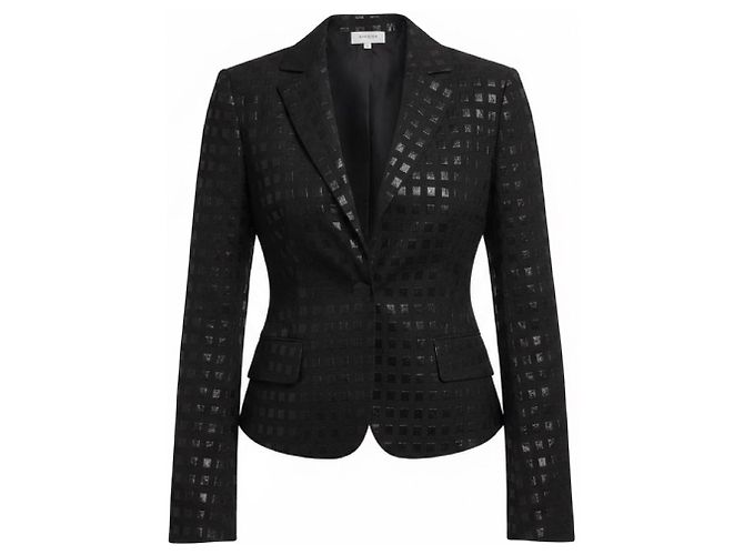 Akris Punto Black Grid Pattern Jacquard Jacket