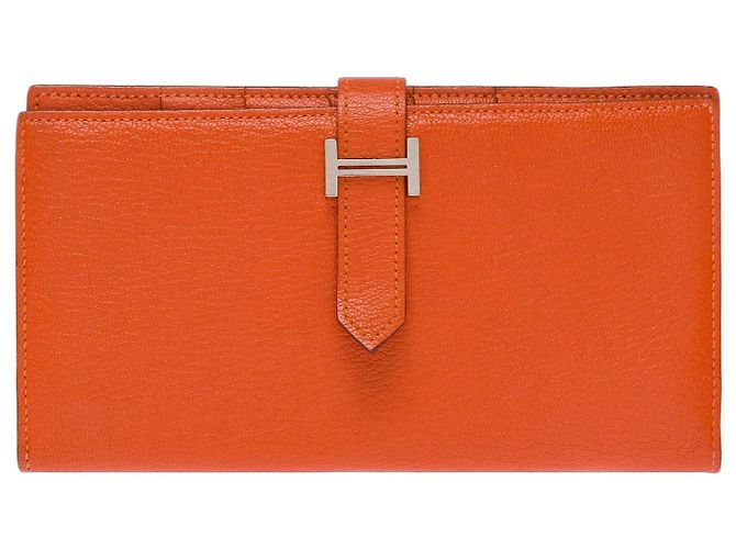 Béarn Hermès HERMES Bearn Leather Accessory Orange - 103548
