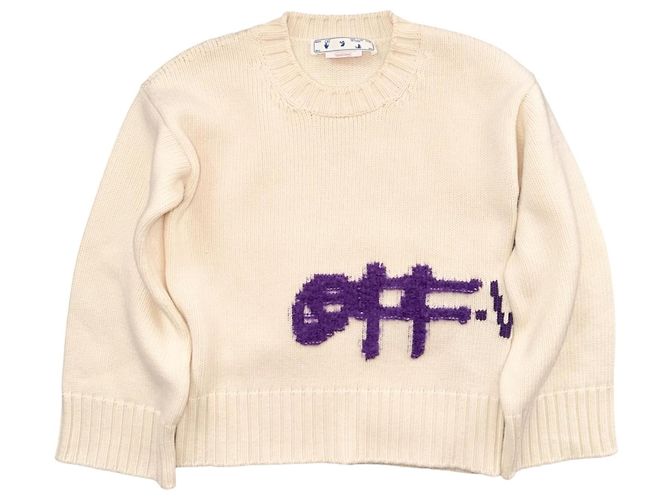 Off White Off-White Wollpullover mit Logo Lila Aus weiß 