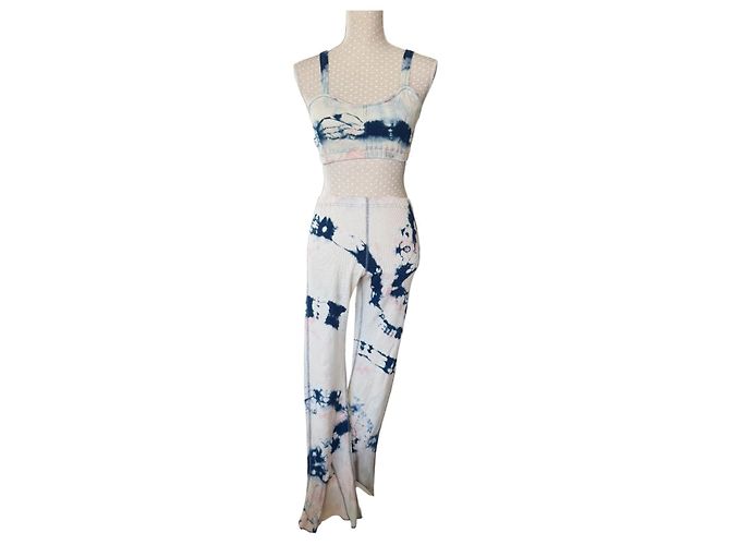 Autre Marque Set Kapital Tie-Dye con Crop Top e Pantaloni Flare Rosa Bianco Blu