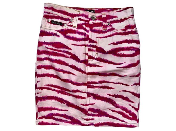 Dolce & Gabbana Saia Mini Estampa Zebra Rosa Branco