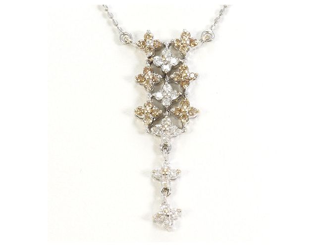 Autre Marque PT850 Platin-Halskette mit braunem Diamanten
