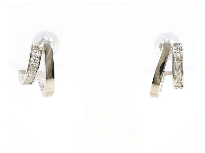 Autre Marque Platin-Halbreif-Ohrringe mit Diamanten