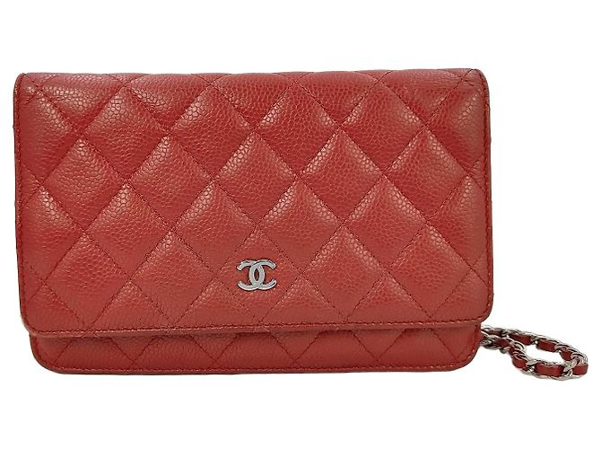 Chanel Wallet on Chain gestepptes Caviar medium Rot