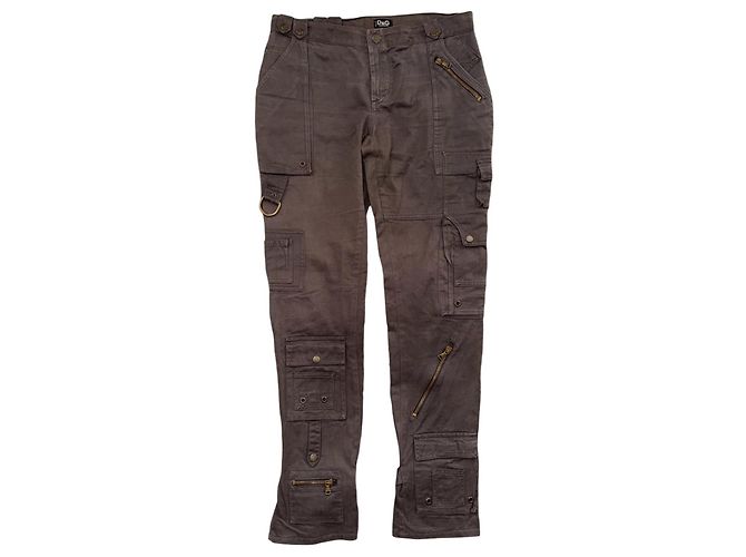 D&G DOLCE & GABBANA  VINTAGE CARGO MULTI POCKET PANTS Brown Grey