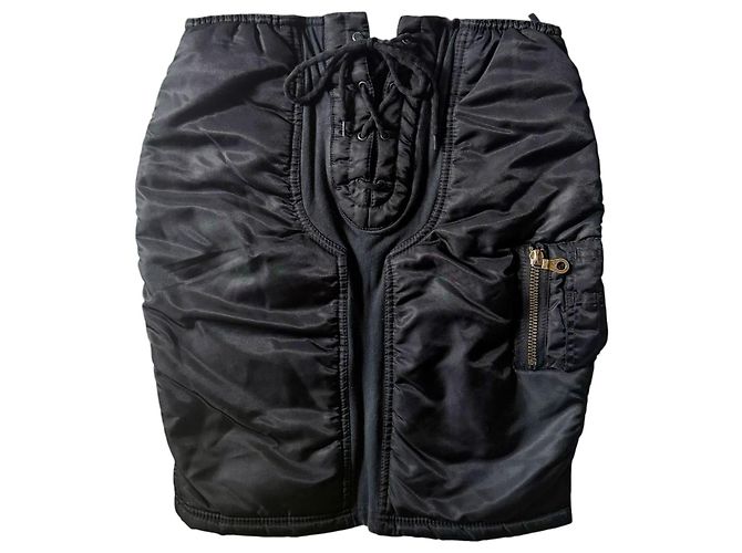 VINTAGE GESTEPPTER ROCK JEAN PAUL GAULTIER Schwarz