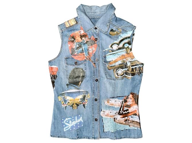 GILET IN DENIM DOLCE & GABBANA 2004 Blu Multicolore