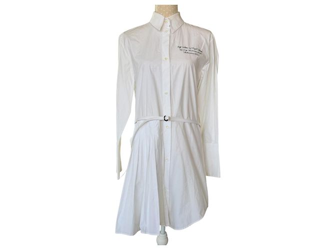 Off White OFF-WHITE 2021 PLISSEÉ HEMD KLEID Weiß