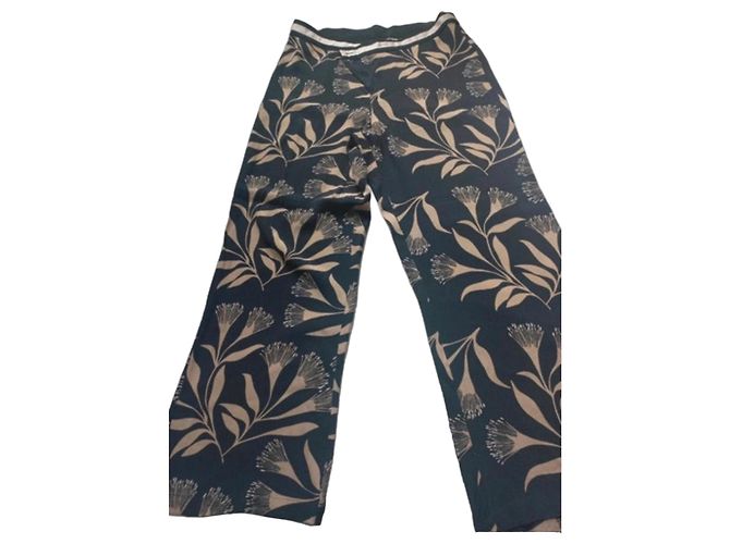 Autre Marque Captain Tortus weit geschnittene Hose mit Blumenprint Braun Schwarz