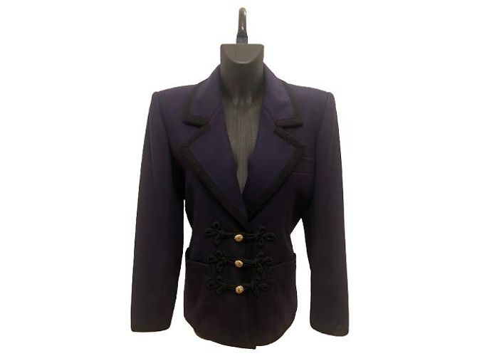 Yves Saint Laurent Wool Violet Short Coat 