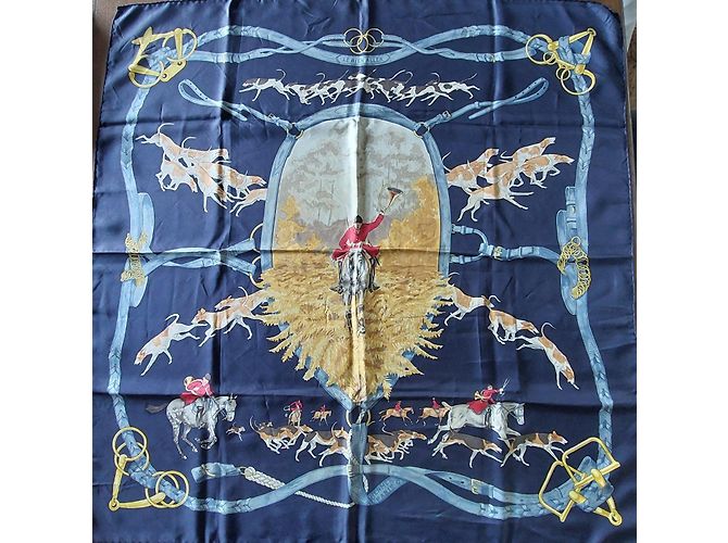 Foulard in seta Hermès "Le Bien Aller" - Blu