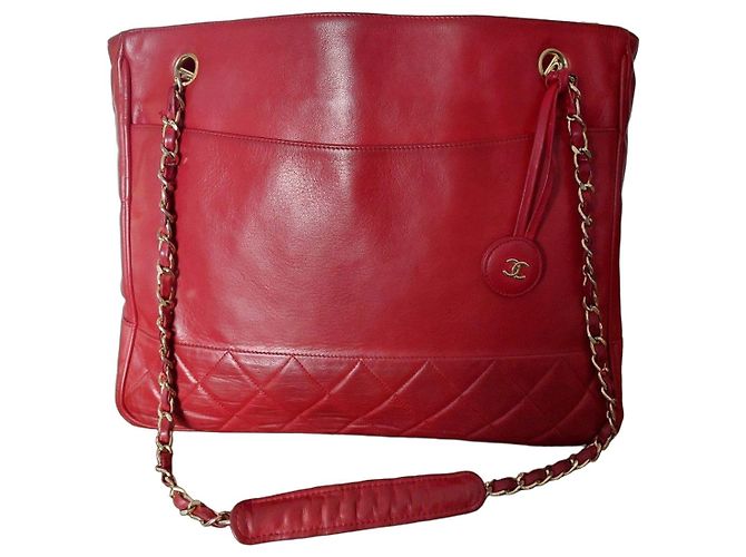 Chanel Gesteppte Cabas-Tasche aus rotem Leder