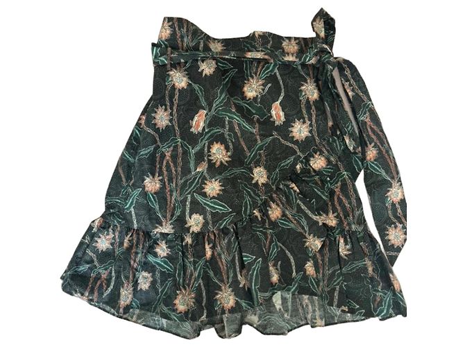 Falda envolvente Isabel Marant estampado floral Rosa Blanco Roja Gris antracita Verde oscuro