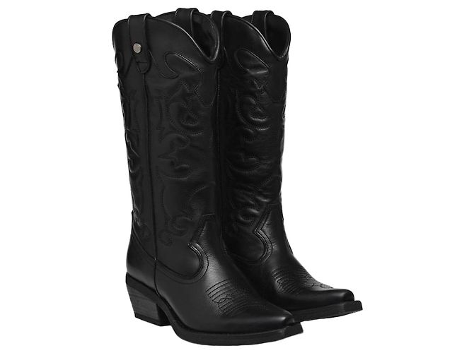 Steve Madden Botas Vaqueras de Cuero Negro