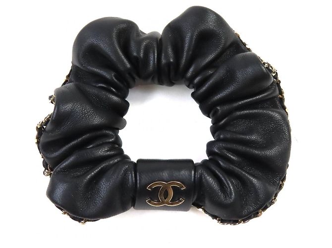 Accessorio per capelli scrunchie Chanel COCO Mark Chain Nero 