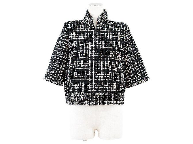 Timeless Giacca corta in misto seta e tweed CHANEL Nero Multicolore