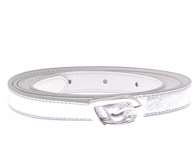Autre Marque Cinturón LCDC de cuero plateado 110cm Plata