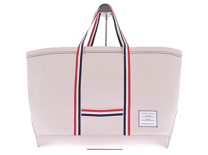 Borsa tote Thom Browne bianca in tela Bianco