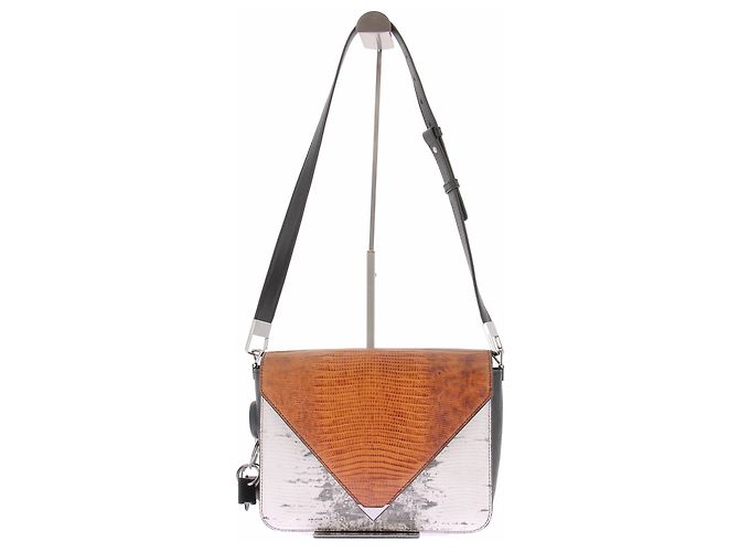 Bolsa de mão Alexander Wang em couro de crocodilo bege