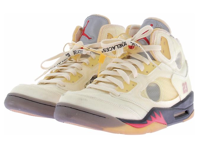 Autre Marque Nike x Off White Air Jordan 5 Sneaker Weiß Leder