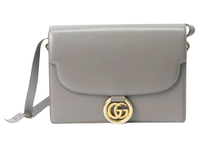 Gucci Bolsa anel GG torchon em couro cinza