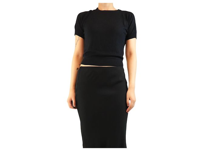 Agnès b. Navy fine knit short sleeve top - size L
