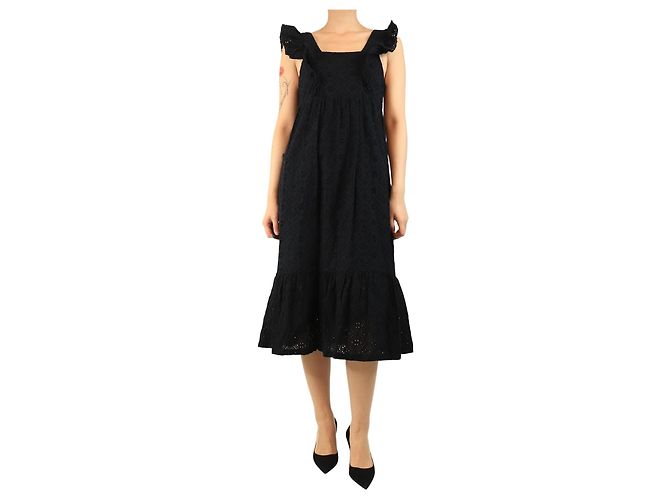 Ba&Sh Vestido midi de bordado negro - talla M