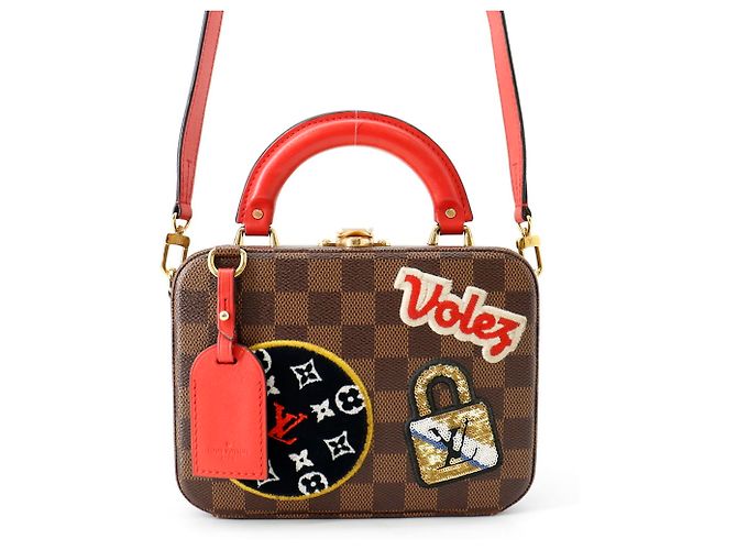 Bolsa Louis Vuitton Damier Ebene Marrom Vermelho