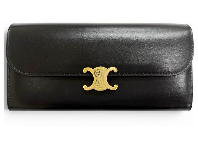Céline Celine Black Calfskin Long Wallet