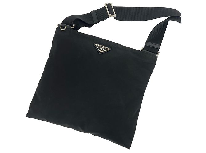 Mini borsa a tracolla in nylon Tessuto con logo Triangle Prada Nero