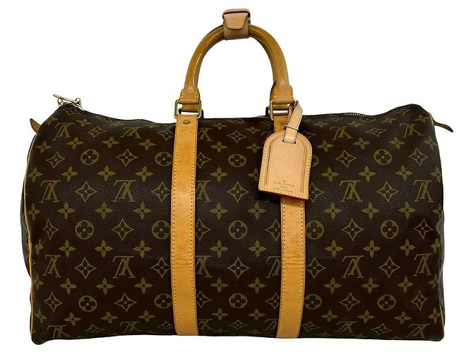 Louis Vuitton Keepall 45 Monogram Leather Boston Bag Marron